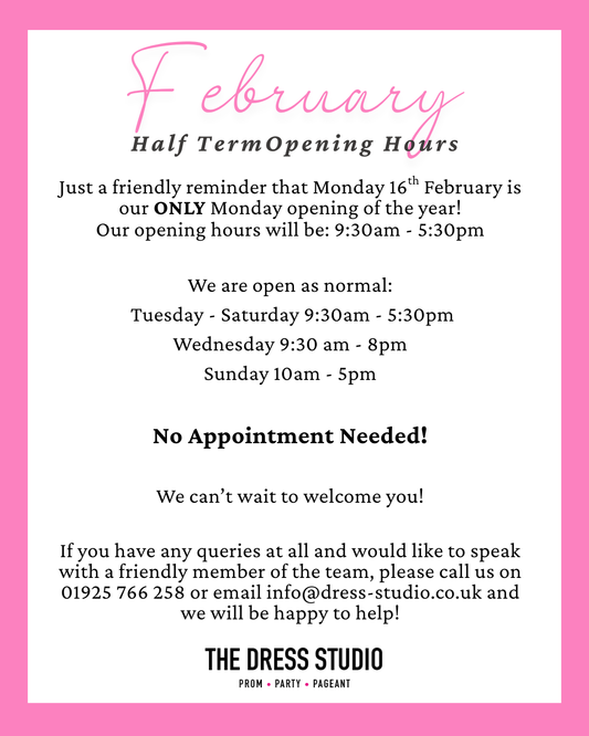 Looking for a Prom Dress This February Half Term? We’re Open!