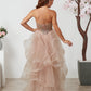 Back view of Angel Forever AF6492 rose prom dress