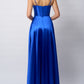 Back view girl wearing Mascara MC12429 Baby Blue satin gown