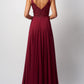 Girl wearing Mascara MC519421 Berry evening gown back view